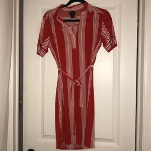 Red and white striped tie dress